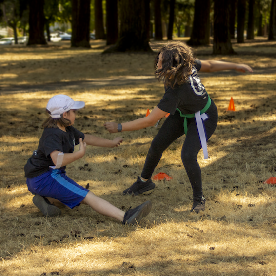 Students spar during our 2023 Kung Fu park promotion.