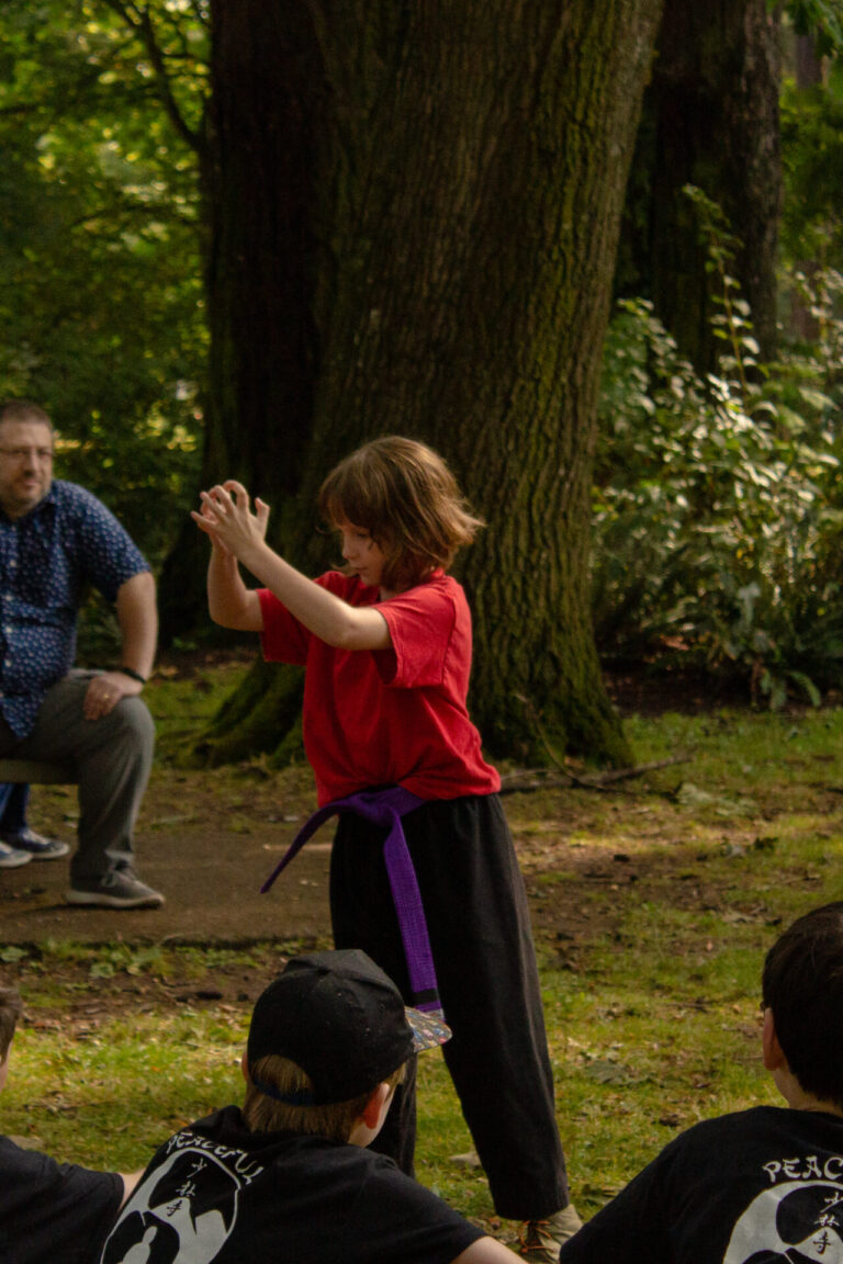 Kung fu students celebrate at our park demo 2024